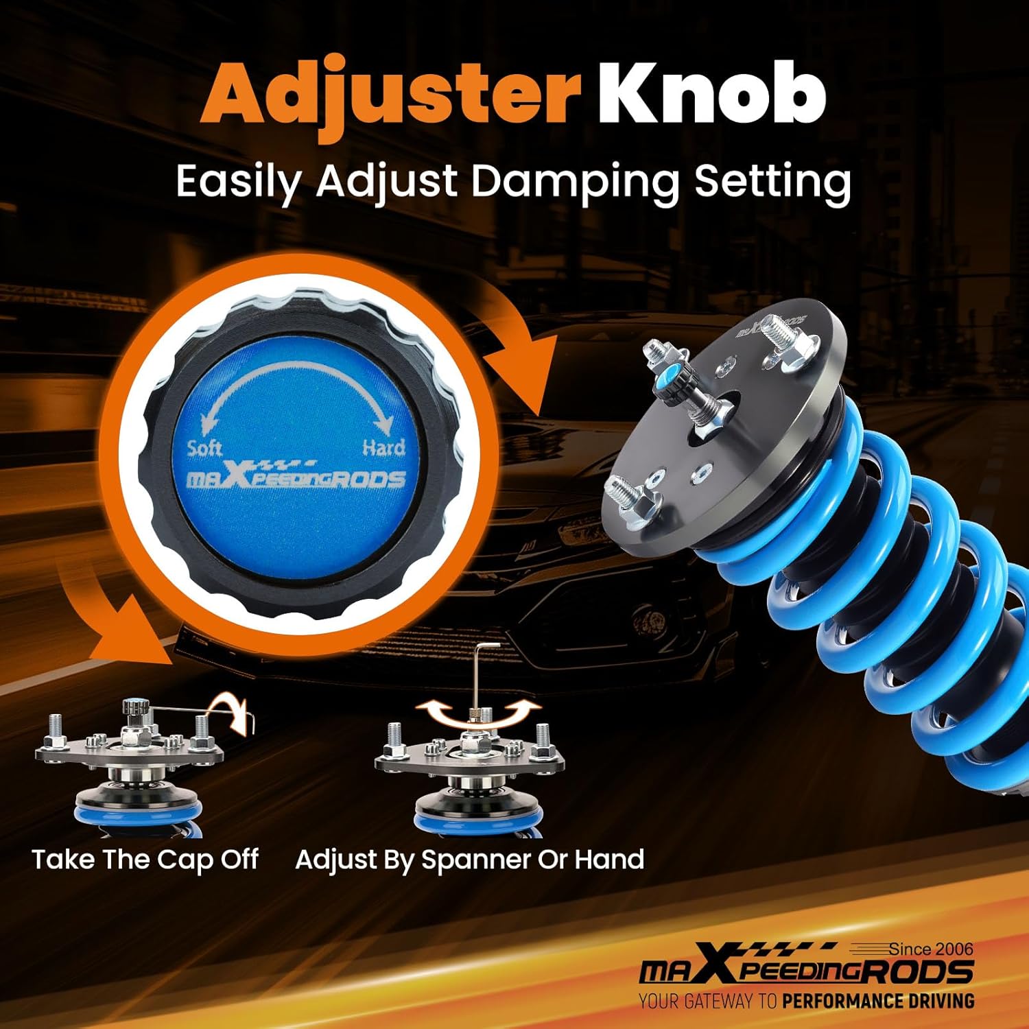 maXpeedingrods Coilover for Lexus IS250 IS350 Sedan AWD 2014-2016, 24 Levels Damper Adjustable Coilovers Suspension Kit, Height Adjustable Shock Absorber Struts, T6 Upgraded Lowering Kits Blue