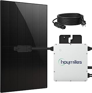 SUNNIVA® 460W Balkonkraftwerk BIFAZIAL FULLBLACK komplett Steckdose HOYMILES 400 Watt Wechselrichter, PV Solaranlage Komplettset, 1x 460W N-Type Glas-Glas Bifacial Solarmodule, 5m Kabel