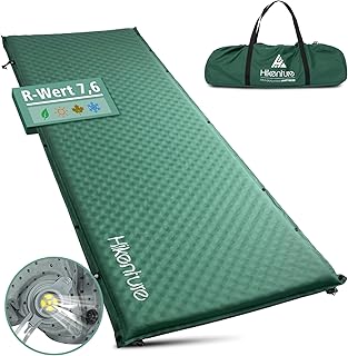 HIKENTURE Isomatte Selbstaufblasend, 5CM Dicke Camping Matratze aus Schaumstoff, Selbstaufblasbare Luftmatratze, Bequeme Schlafmatte Schaumstoffunterlage Schaumstoffmatte