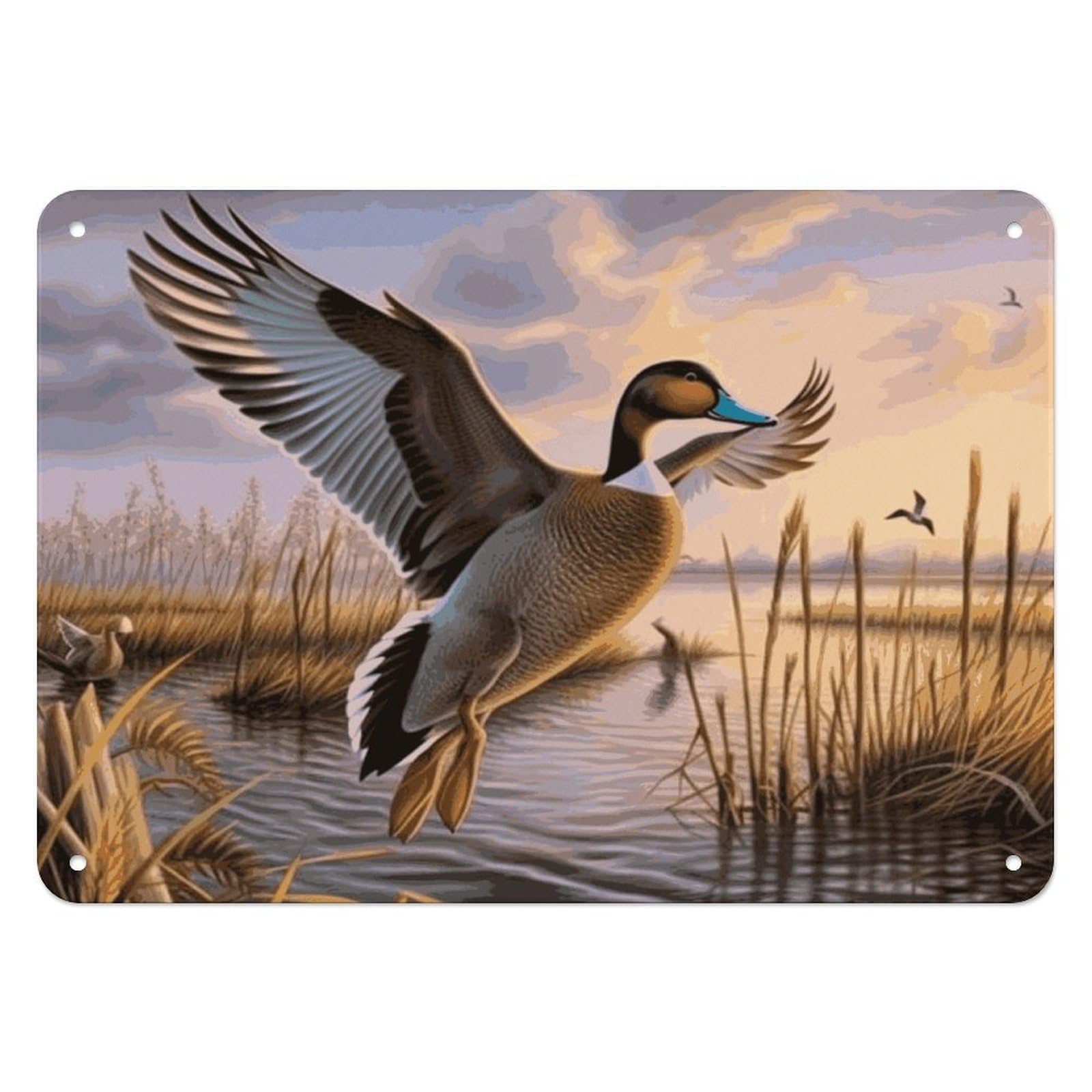 Btcowzrv Style Hunting Flying Wild Ducks Metal Sign, 5.5" X 7.9" Tin Wall Decor, Wall Art Plaques For Home Wedding Decor Room Living Room Decoration