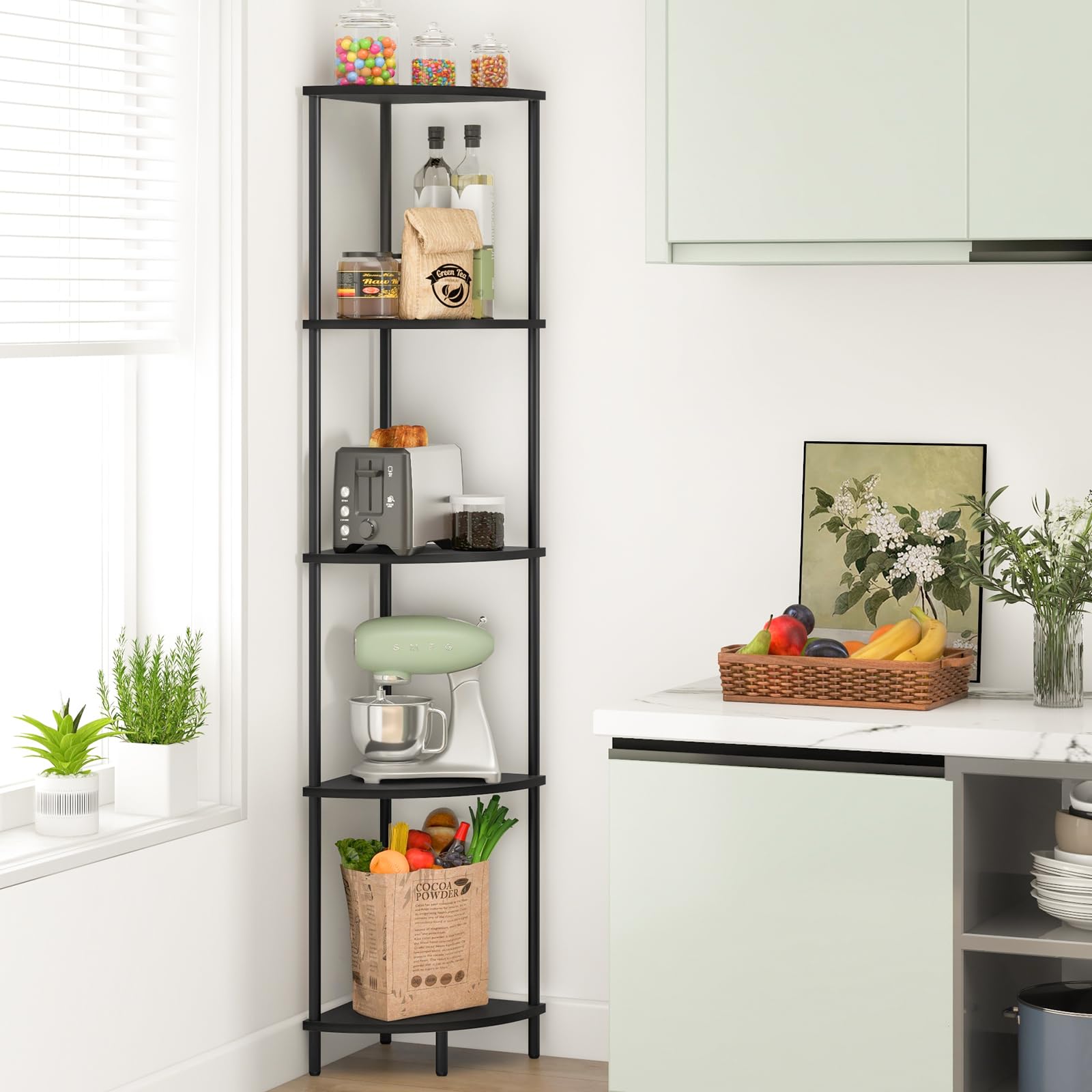 Snapklik.com : Yoobure Corner Shelf Stand, 5-Tier Bookshelf, 65" Tall ...