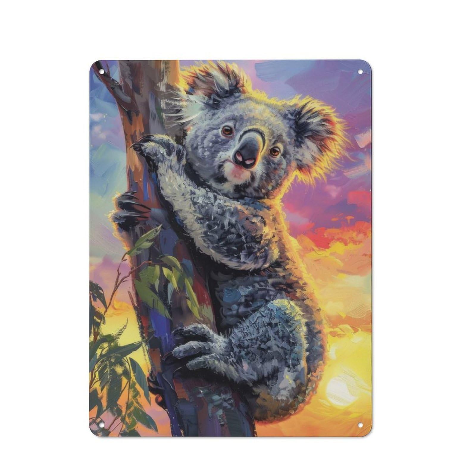Junmoney Style-17 Sunrise Koala Decorative Tin Sign 40X30cm, Old Fashioned Vintage Wall Decor For Lounge, Study, Pub Or Wall Gallery