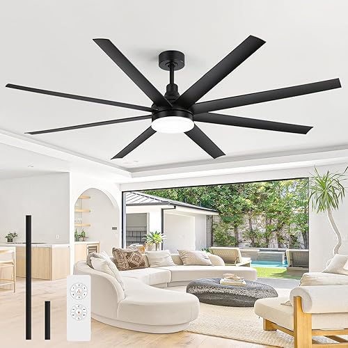 Miniatura 11 de Ventiladores de techo de 72 pulgadas con luces y control remoto, 8 cuchillas reversibles, motor de CC silencioso de 6 velocidades, temporizador, luz
