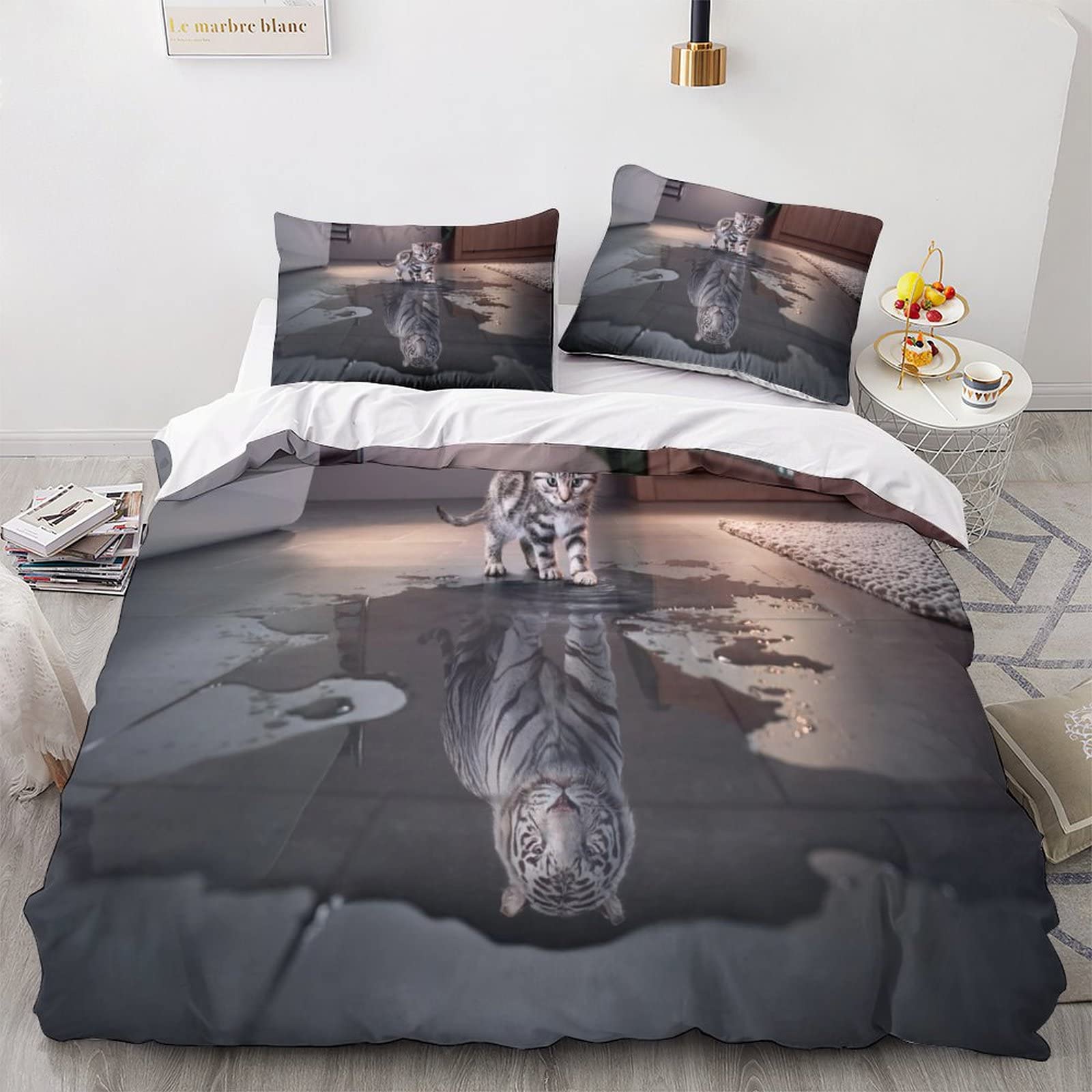 Housse de couette chat 3D 200x200cm : fini les couettes qui glissent du lit
