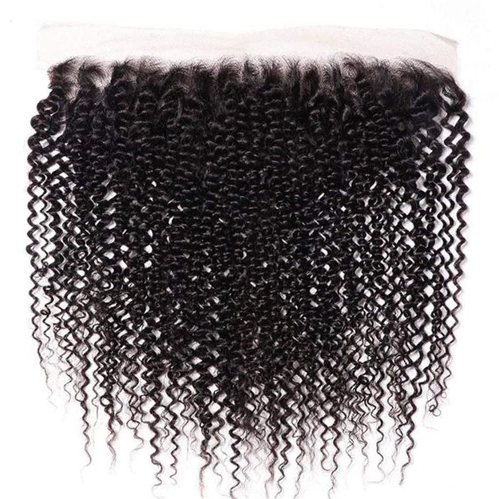 13x4 HD Koronkowe przednie zamknięcie z przodu kręcone ludzkie włosy przedłużanie od ucha do uszu Gęstość 150 naturalna czerń Wear and Go(8 cali)