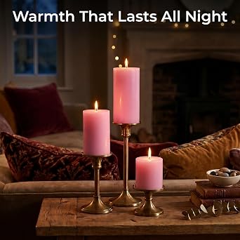 Richland 4 Pink Pillar Candles - Set of 3 - Large