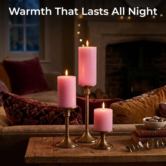Richland 4 Pink Pillar Candles - Set of 3 - Large