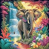 croshom 5D Elephant Diamond Art Kits, lephant Diamond Painting Kits for Adults Beginners, DIY Paint with Diamonds Crafts for Home Wall Decoration Gifts 14×14In