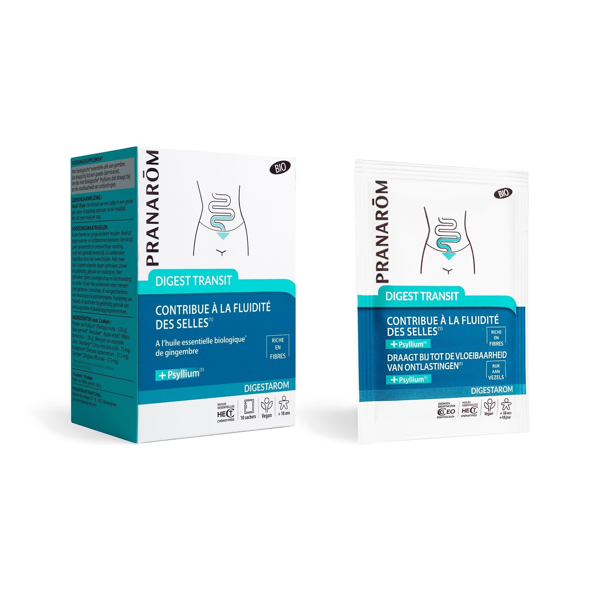 PRANARÔM Digestarom - Digest Transit - Fluidity of Stool - Organic Ginger Essential Oil and Psyllium - Vegan