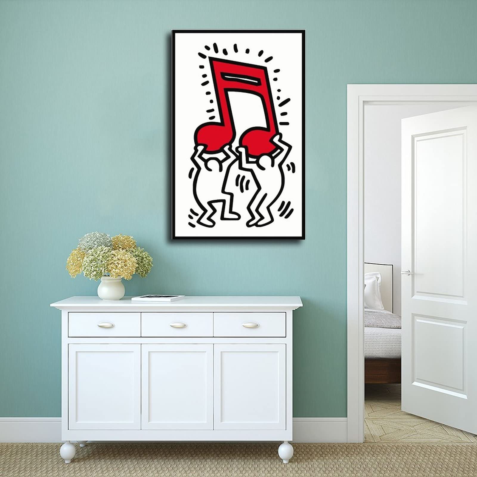 Poster Keith Haring Imperméable - 50 X 75 Cm - Décoration Murale Salon, Salle De Bain - Style Sans Cadre, Facile à Nettoyer