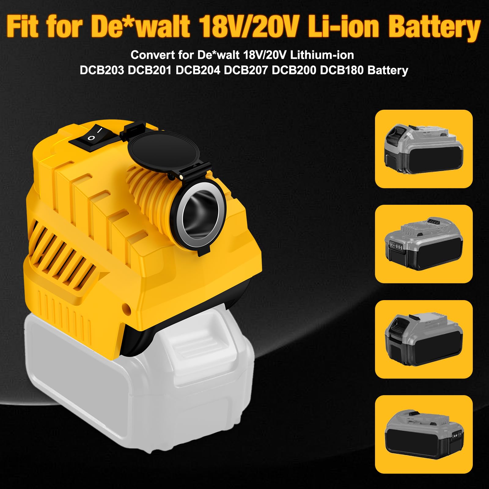 Amazon.com : UGTXKJ Step Down Converter for Dewalt, 20V to 12V Power Supply  Adapte, with Car Cigarette Lighter Socket 240W Powering for Vehicle  Devices, USB Port, USB C/Type C Port Charging Output :