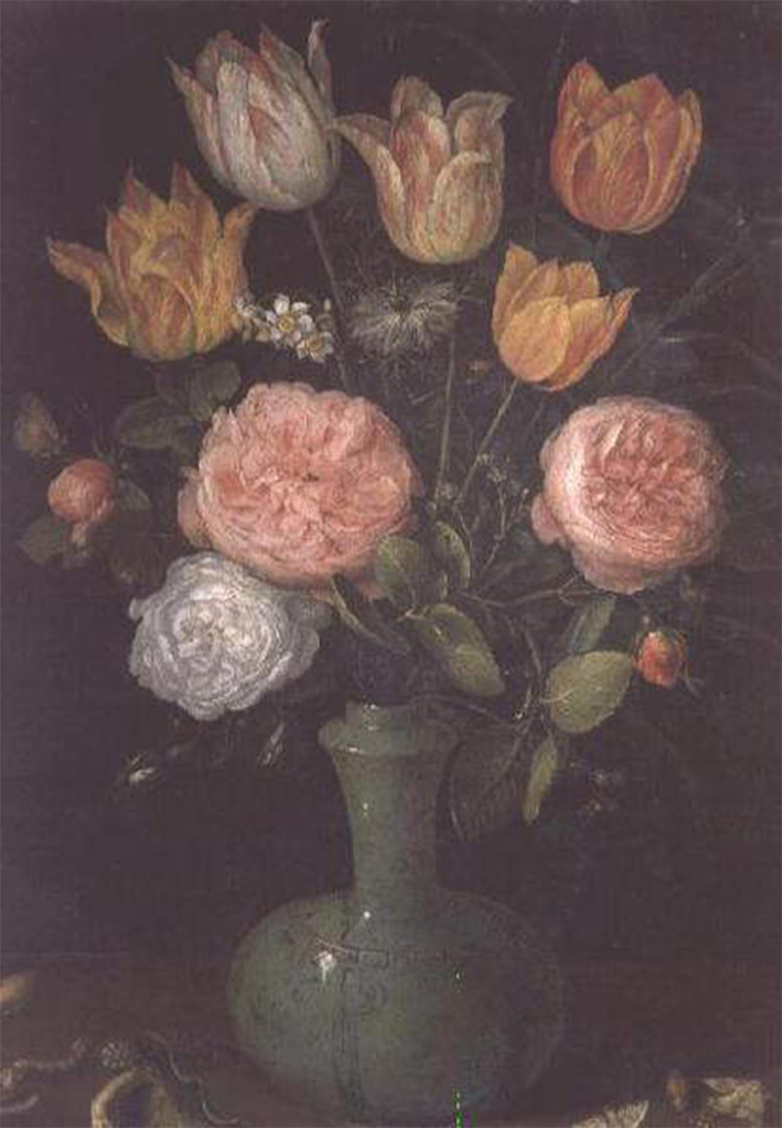 SERENDIPITP Abstract Painting Mural Print Picture Wall Decor Painting Vase of Flowers with Diamonds on the Table by Jan the Elder Brueghel Vintage Wall Artwork for Home Decor 60x90cm