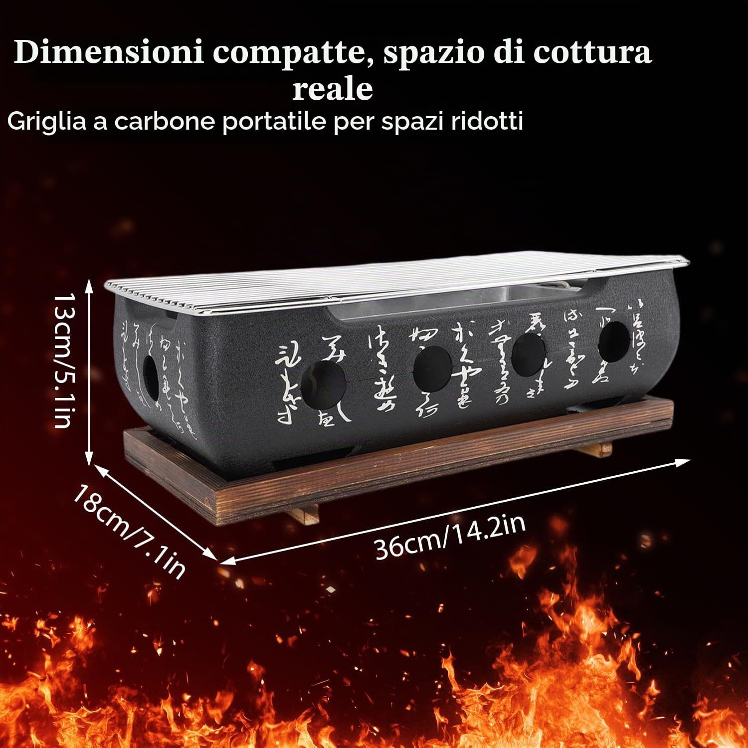 Tissting Barbecue Stove Stile Giapponese BBQ Grill Camping Stove,36x18x13cm | Contenitore di Combustibile Base con Piatto Portatile Stufa a Carbone per Casa Strumenti Barbecue