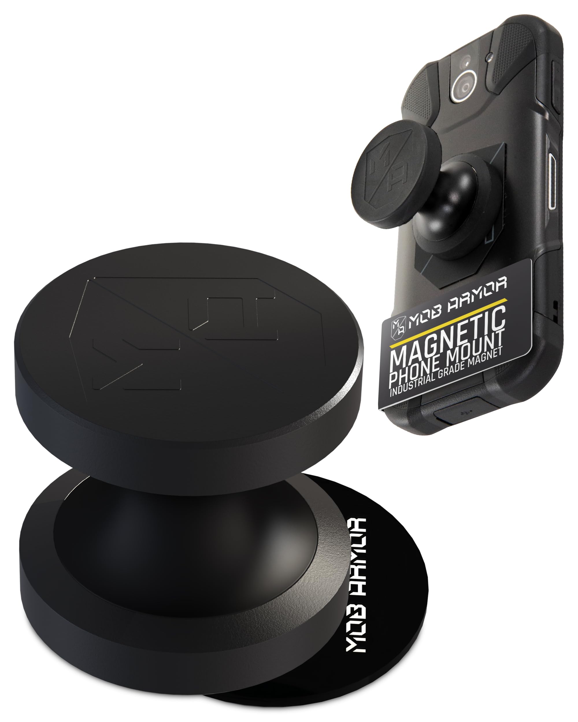 MobNetic Go Magnetic Phone Car Holder with Metal Plate - Strong Magnetic Base, Aircraft Grade Aluminum, Car Dashboard & Metal Surface Mount, Compatible with iPhone and Android Smartphones