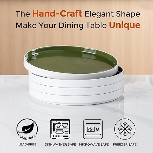 Miniatura 3 de AmorArc Juego de 6 platos de cerámica redondos de cerámica de 8.0 pulgadas, para postres, ensaladas, aperitivos, etc., aptos para microondas y