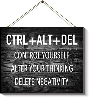 Artinme Inspirational Wall Decor for Office, CTRL+ALT+DEL Wood Signs Plaque, Black and White Artwork Office Wall Decoration & Home Wall Decor, 8 x 10 Inch