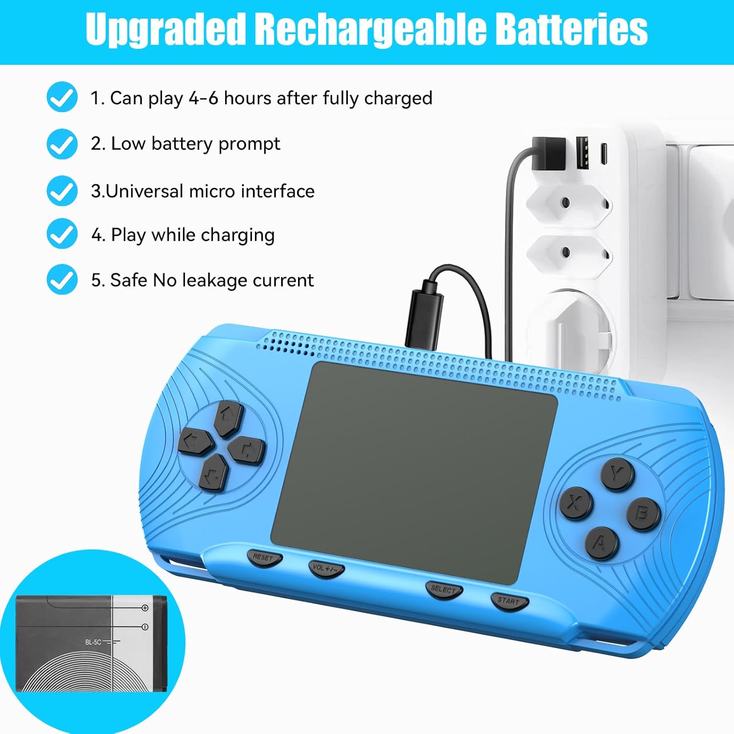 3.0" Screen Retro Handheld Game for Kids Adults - Portable 258 Preloaded Classic Video Games, Rechargeable Gaming Player for Travel Electronic Xmas Gift for Boys Girls - Image 5