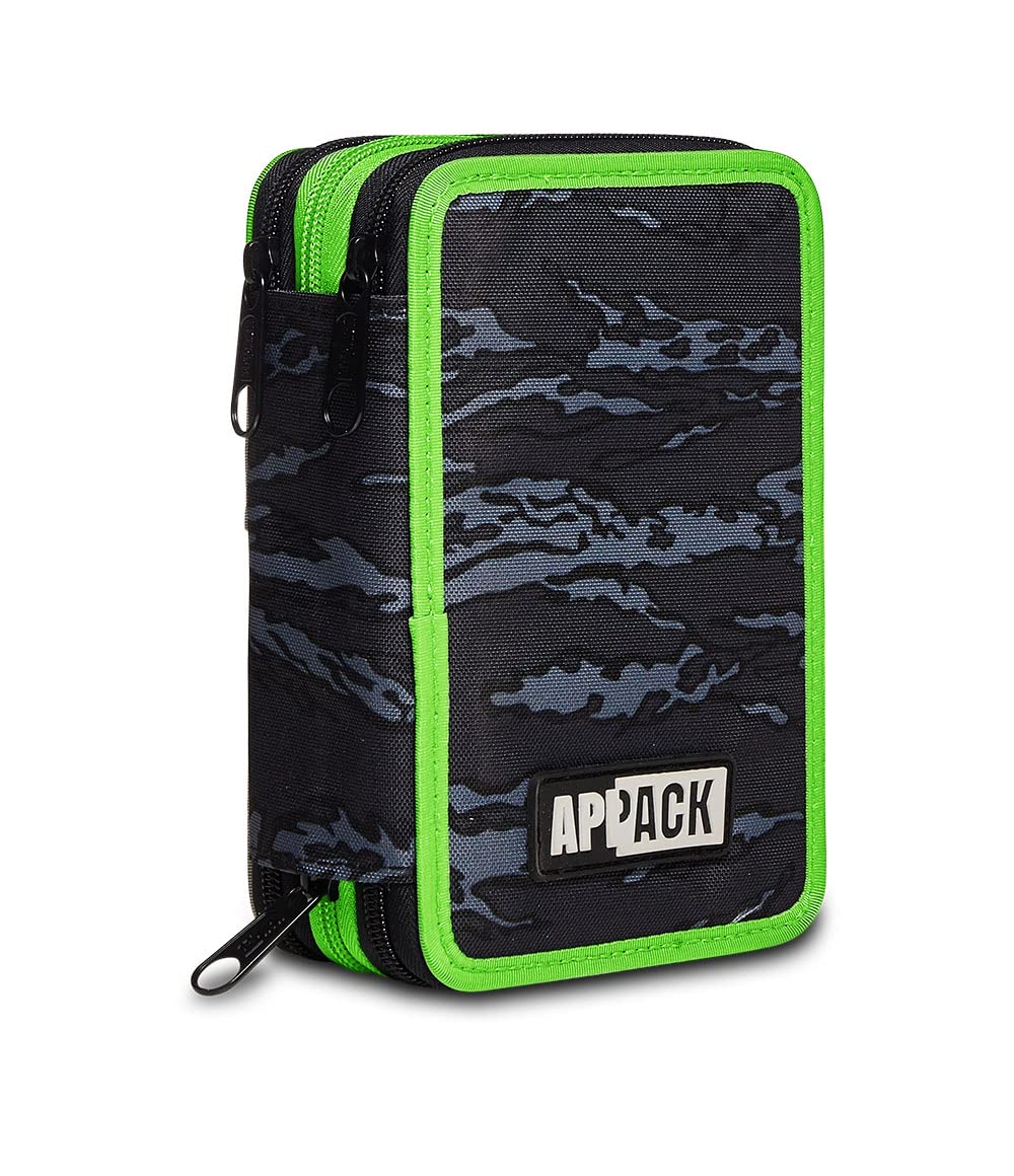 Appack 3 Zip Case, Black, Complete with Pencils, Markers Etc.., School and Leisure