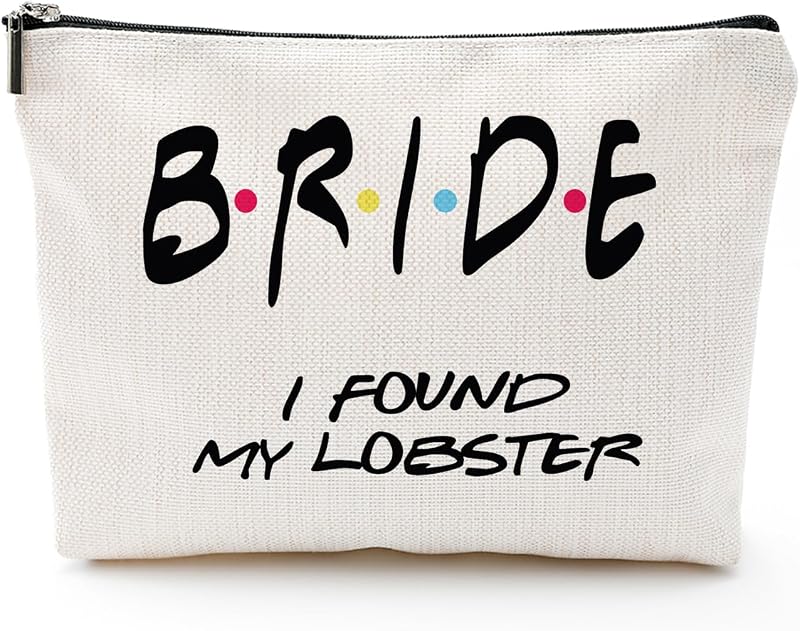 Necessaire de maquiagem Vancsenia em lona com zíper, estampa BRIDE GIFT-I FOUND MY LOBSTER, 1 unidade