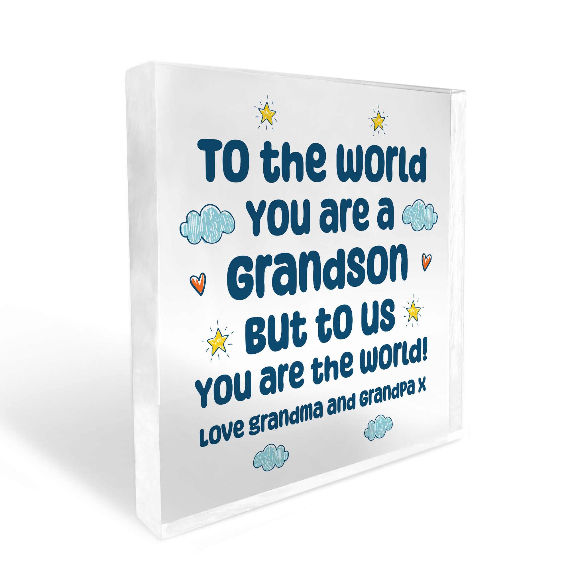 Red Ocean Grandson Gift Keepsake Block Christmas Birthday Gift From Grandma And Grandpa Gift For Grandson
