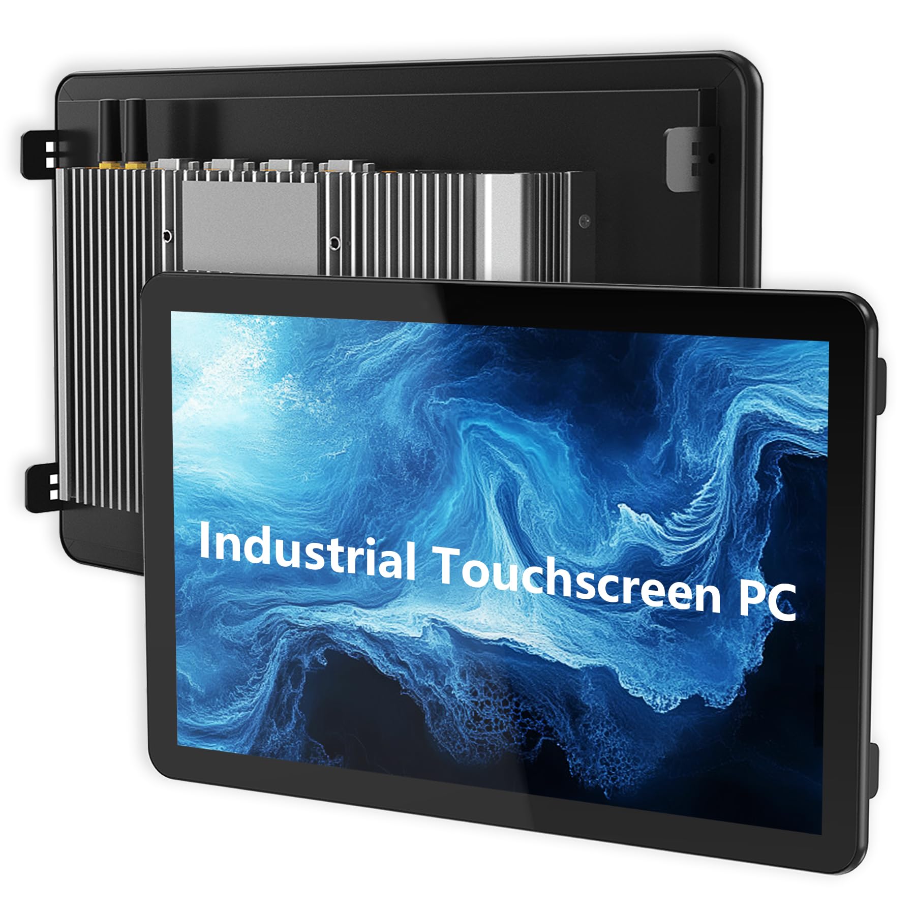PC Panel Industrial 15.6" Todo en Uno Empotrado sin Ventilador Pantalla Táctil,Ordenador Táctil IP65 Pantalla Capacitiva Monitoreo,Windows 10 Pro,LAN/HDMI/USB/COM/GPIO/WiFi(I3-7100U,8G+128G)