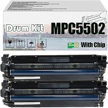 MP C5502 MPC5502 Imaging Drum Kit, Compatible for Ricoh MP C3002 MP C3502 MP C4502 MP C5502 PrintersHigh Print Volume with Chip Black*2