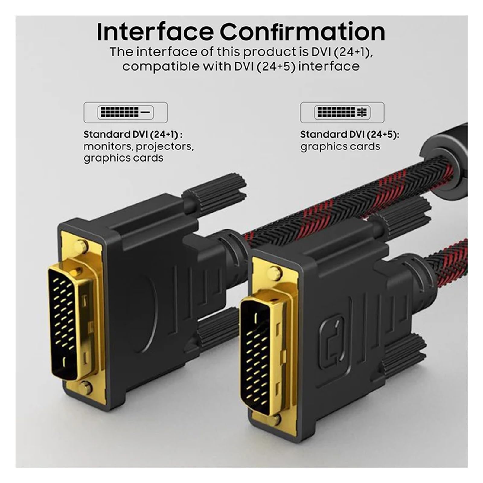 Câble DVI vers DVI 24+1 Dual Link DVI vers DVI-D mâle vers mâle compatible avec le projecteur de jeu HDTV (1,5 m)