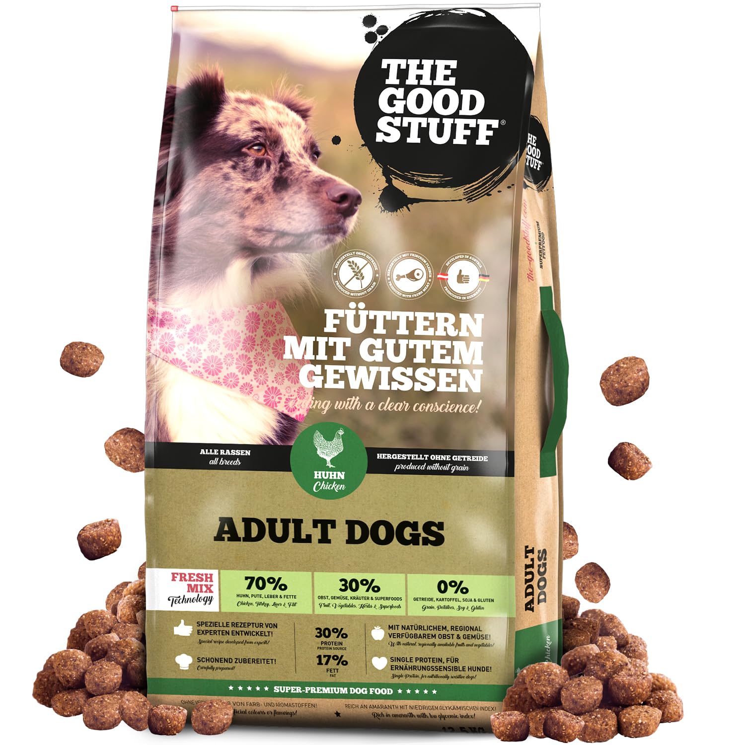 The GOODSTUFF Huhn (Adult) 12,5 kg | Hochwertiges Hundetrockenfutter getreidefrei | Mit frischem Hühnerfleisch | Hundefutter trocken für ausgewachsene Hunde | Super-Premium Trockenfutter für Hunde