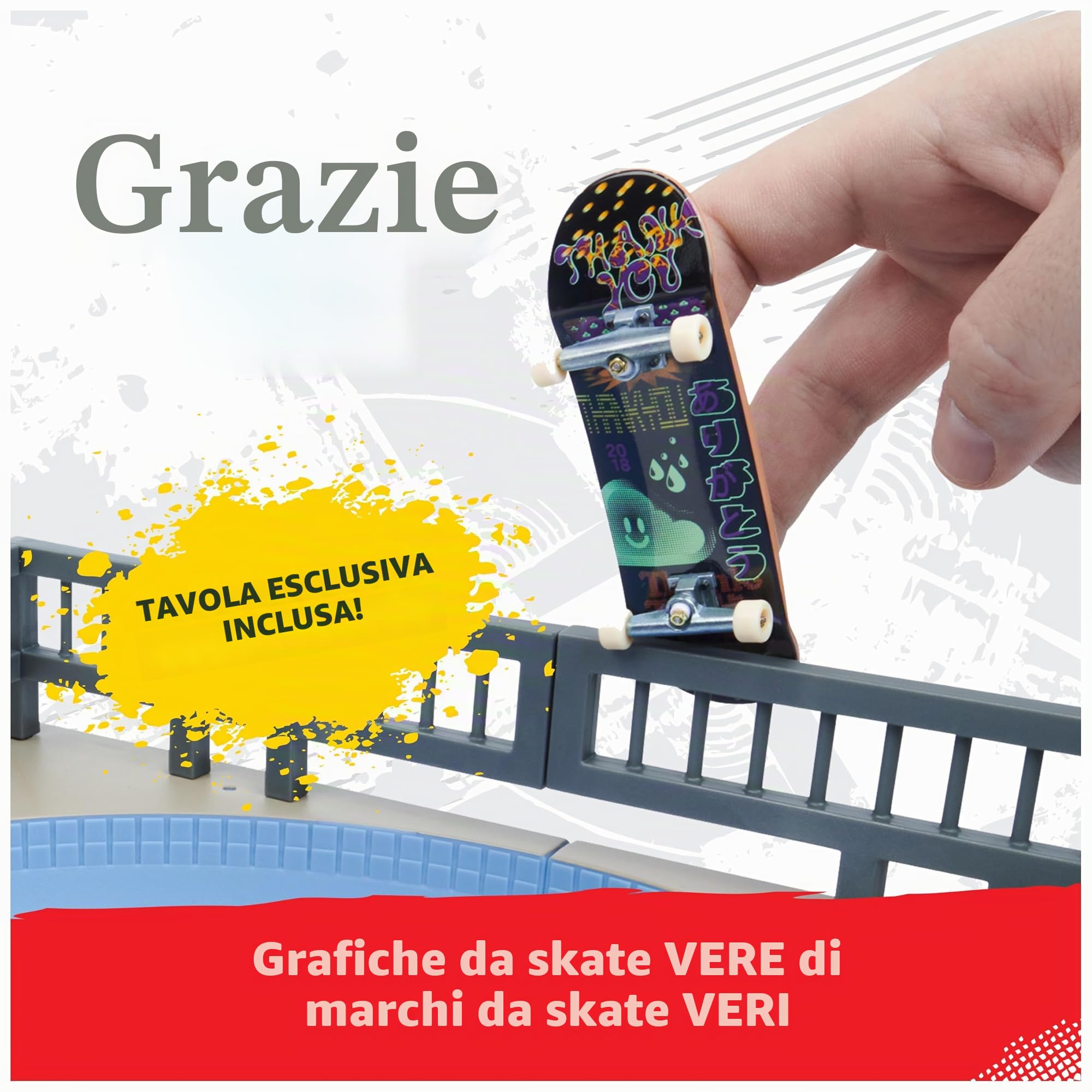 Tech Deck - Finger Skate - Mega Bowl X-Connect - Tech Deck Skate Park Rampa 100% modulabile da Costruire e Personalizzare + 1 Finger Skate Thank You Esclusivo - Mini Skate - Giocattolo per Bambini 6