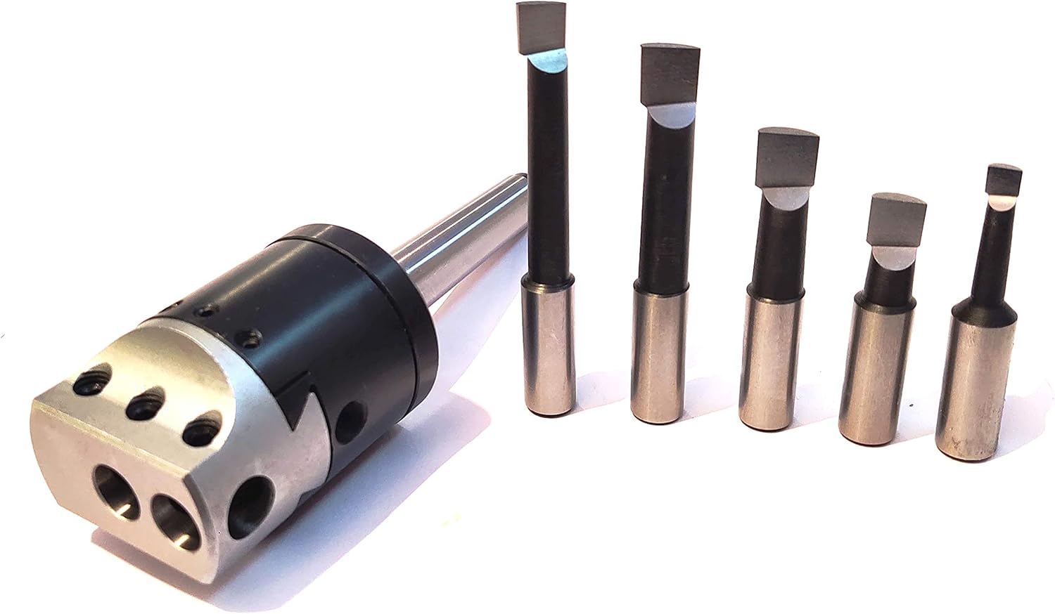 Precision Boring Head 2" for Milling & Lathe Machine 1 Div=0.0005" (3MT SHANK (M12 X 1.75) W/ 5 PCS HSS BORING BAR SET)