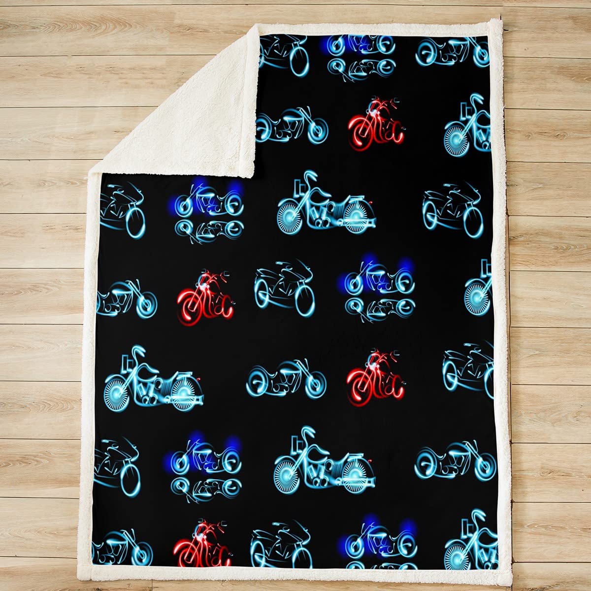 Coperta calda in pile con tema sport estremi, da uomo, modello moto sherpa, coperta in pile stampata per divano, divano, moto, moderna, decorazione per bambini, 76,2 x 101,6 cm