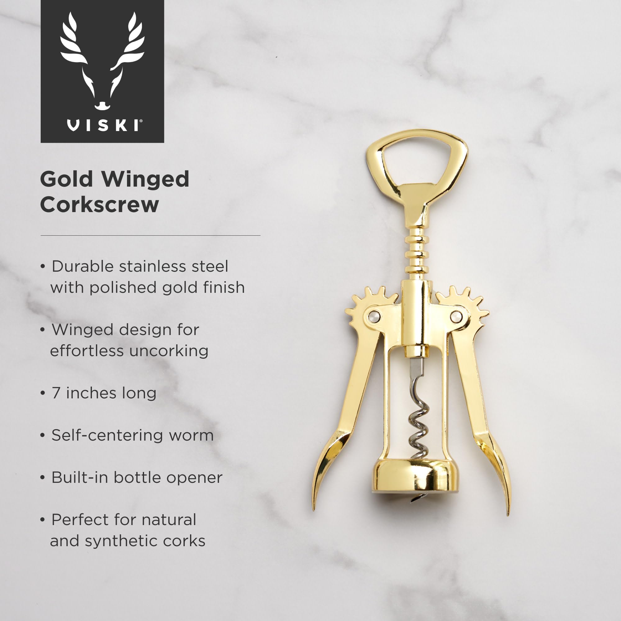 Viski 5437 Belmont, Gold - Wing Corkscrew