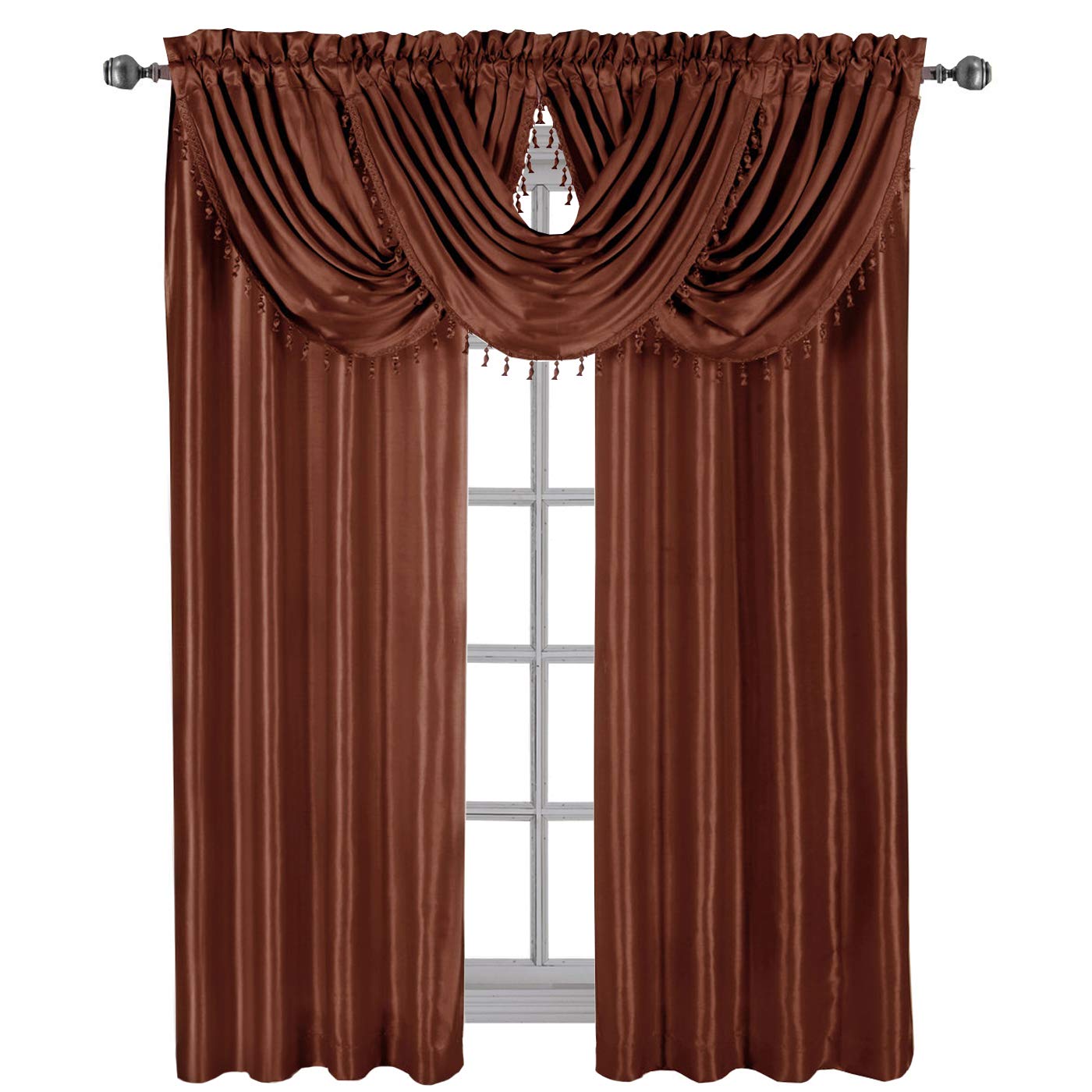 Amazon Com Royal Hotel Luxury Soho Rust Waterfall Valance Solid Pattern 57x37 Inches Home Kitchen