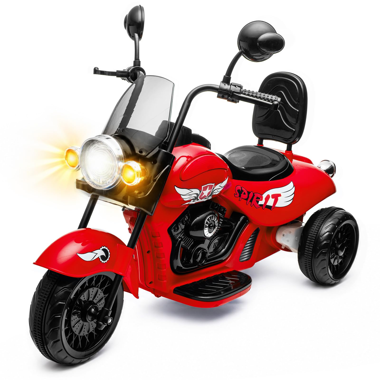 Garvee Moto Électrique Enfants 12V 3 Roues 2 Moteur Scooter pour 3 à 6 Ans