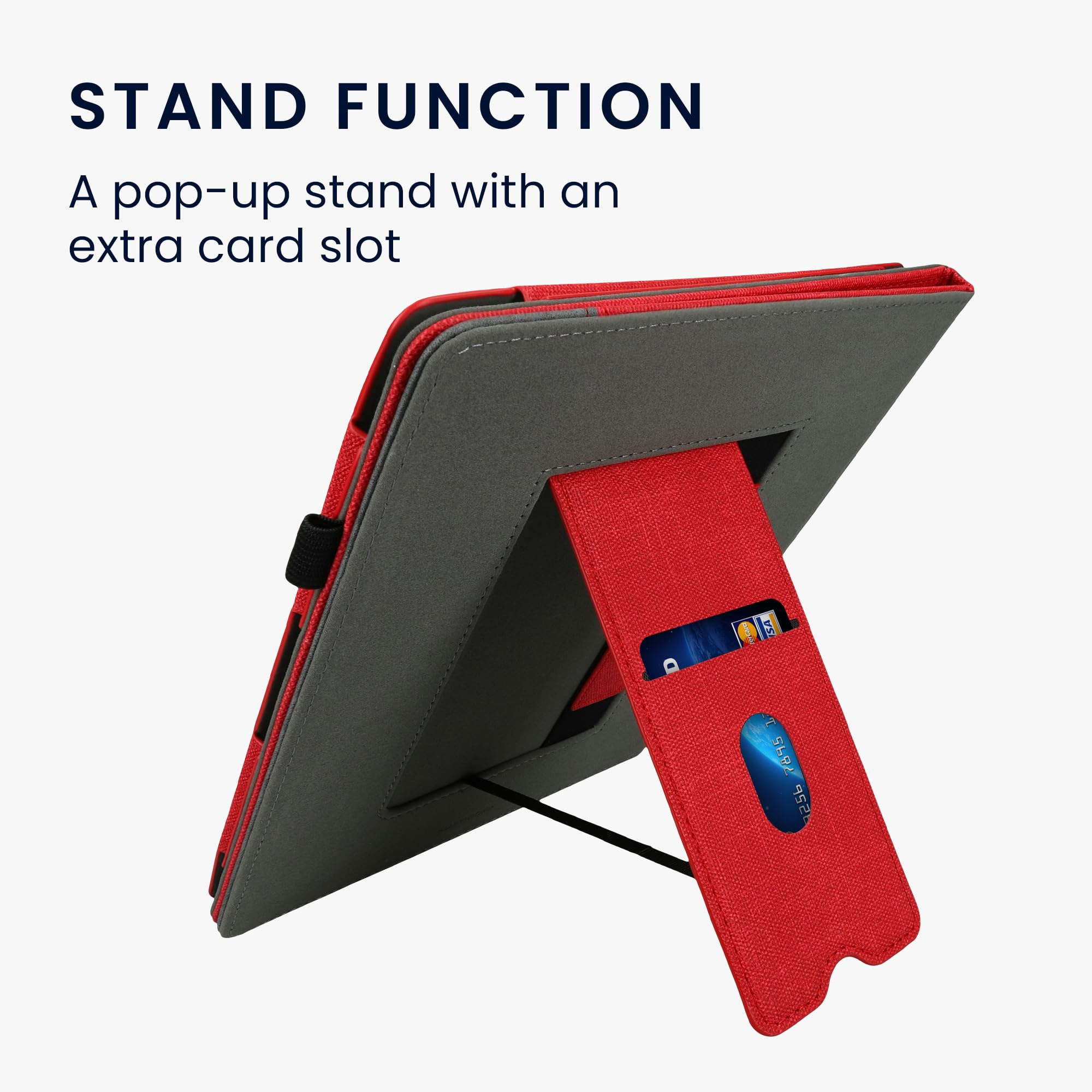 kwmobile etui kompatybilne z etui Amazon Kindle Scribe - z podstawką - E czytnik etui ze sztucznej skóry - w kolorze czerwonym/ciemnoszarym