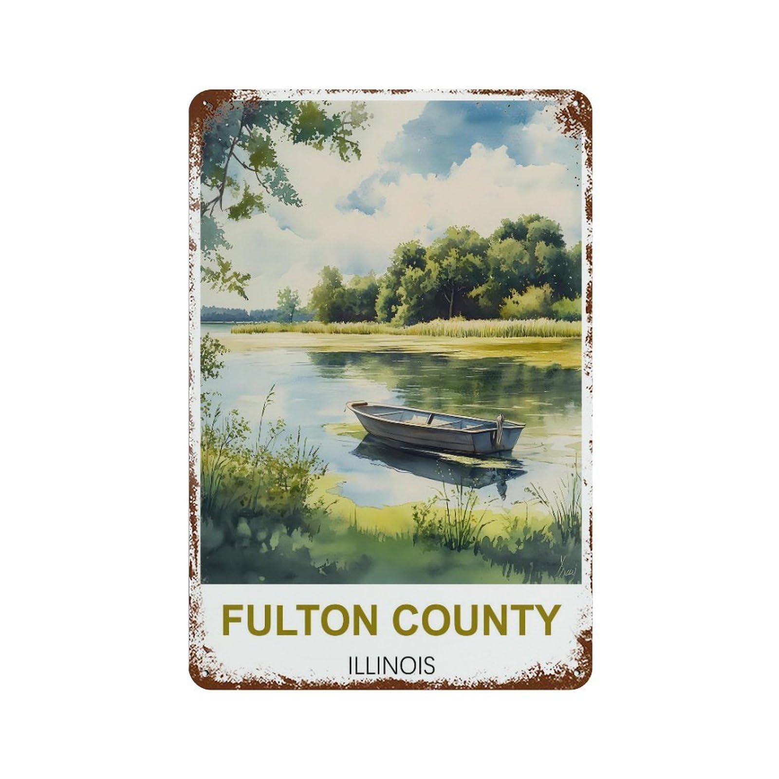 Fulton County Illinois Retro Design Tin Painting Vintage Tin Sign 08x12inch(20x30cm) Wall Art for Home Office Bedroom Living Room Cafes Wall Decor