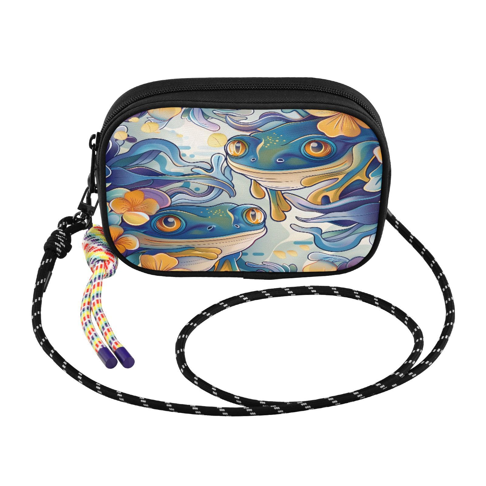 Women's Lightweight Crossbody Phone Purse with Adjustable Strap, Mini Nylon Wallet Bag for Essential Daily Carry, Hands-Free Travel Wallet for Cards Cash Keys, Frog (4)