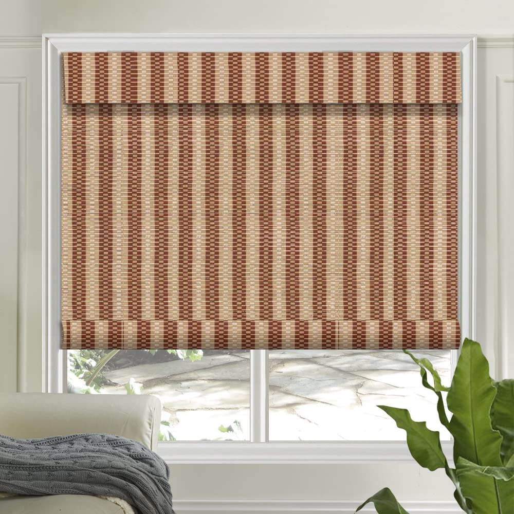 Letau No Drill No Tools Cordless Wood Window Shades Blinds, Bamboo Light Filtering Roller Shades, Color 13