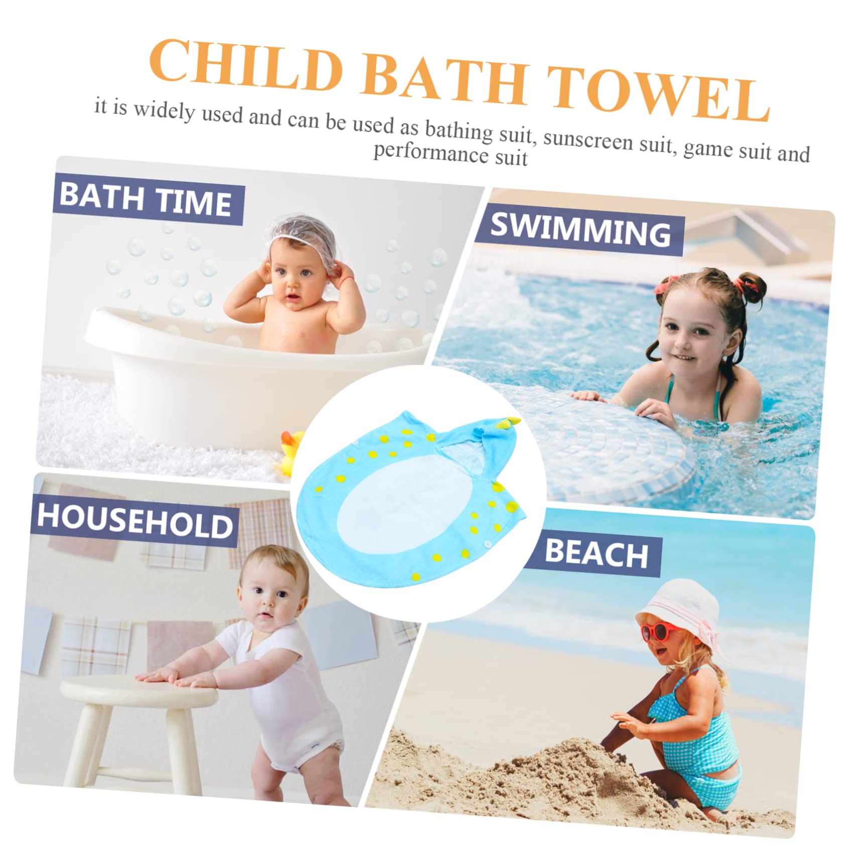 UPKOCH Toalla Infantil con Capucha Dinosaurio Azul Absorbente Algodón Poncho para Baño y Playa y Niñas