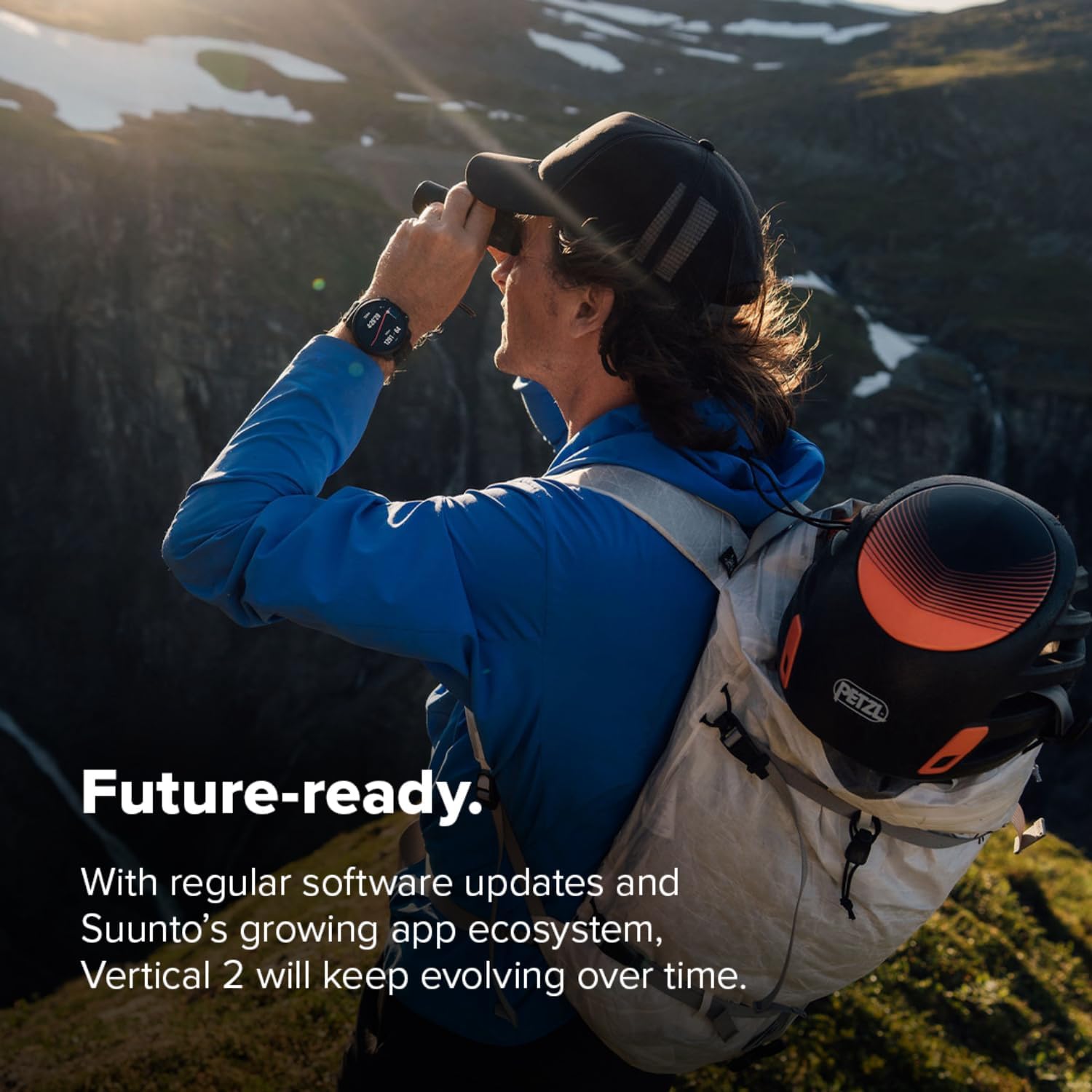 SUUNTO Vertical 2 GPS Sport Watch with 1.5” AMOLED Touchscreen, Arctic Gray & SUUNTO 22 ATH6 Silicone Strap All Black S+M