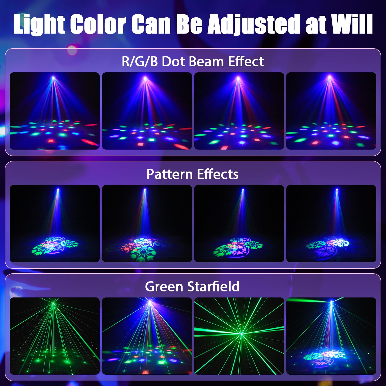 Lira LED 30W Mini Luce Discoteca Dot Beam a Testa Mobile, Set di luci LED RGB con Telecomando Luce Effetto Gobo con Apertura DMX512 per Scena Party Club DJ 2PCS
