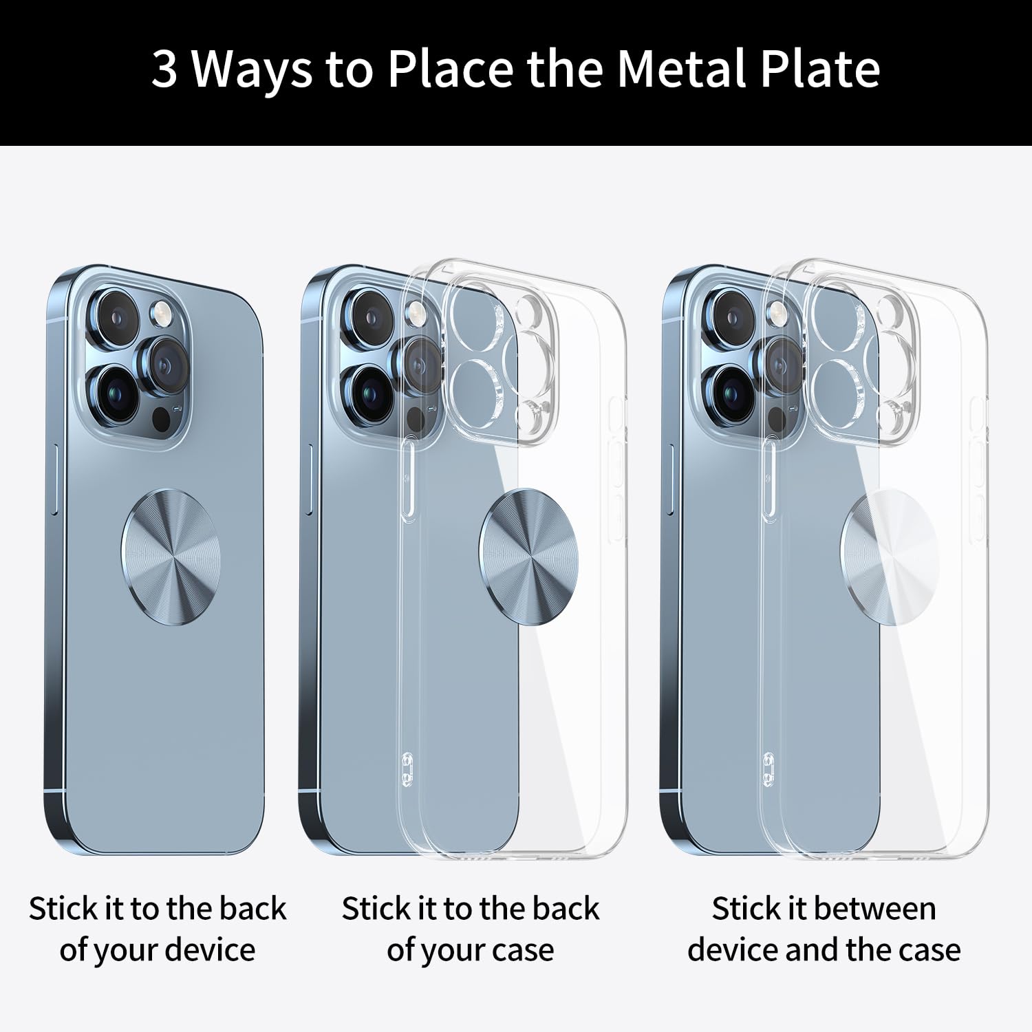Paquete de 2 adhesivos de placa de metal para soporte magnético de teléfono y coche, adhesivo de cuna (compatible con soportes magnéticos), patrón de CD de 1.25 pulgadas, redondo, universal,