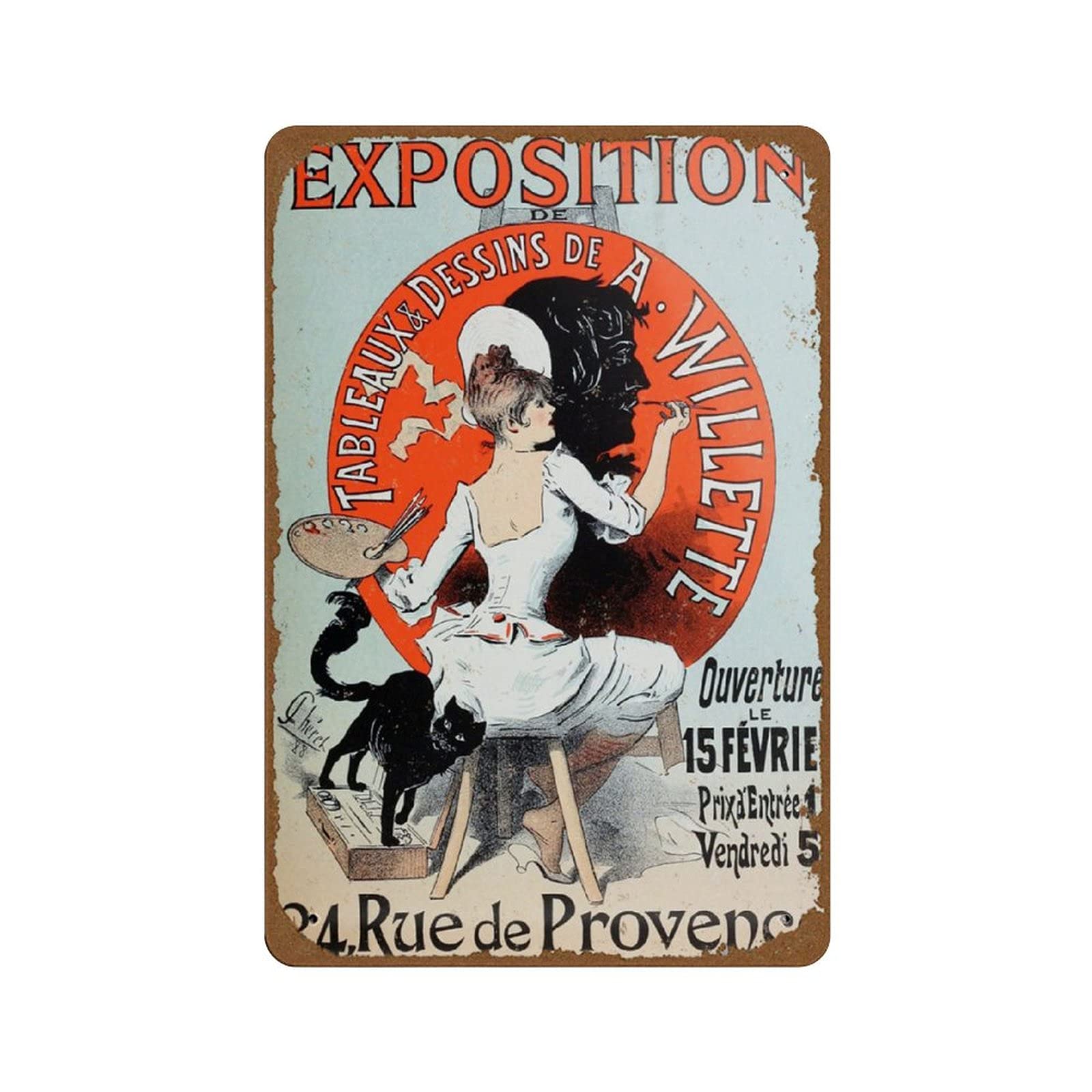 peiyeety Black Cat Art Nouveau French Vintage Poster Boho Gift for HerNovelty 8x12 Tin Sign Metal Poster Wall Funny Man Cave Cool Wall Door Warning Sign Metal Tin Metal Sign Vintage Style Wall Decor