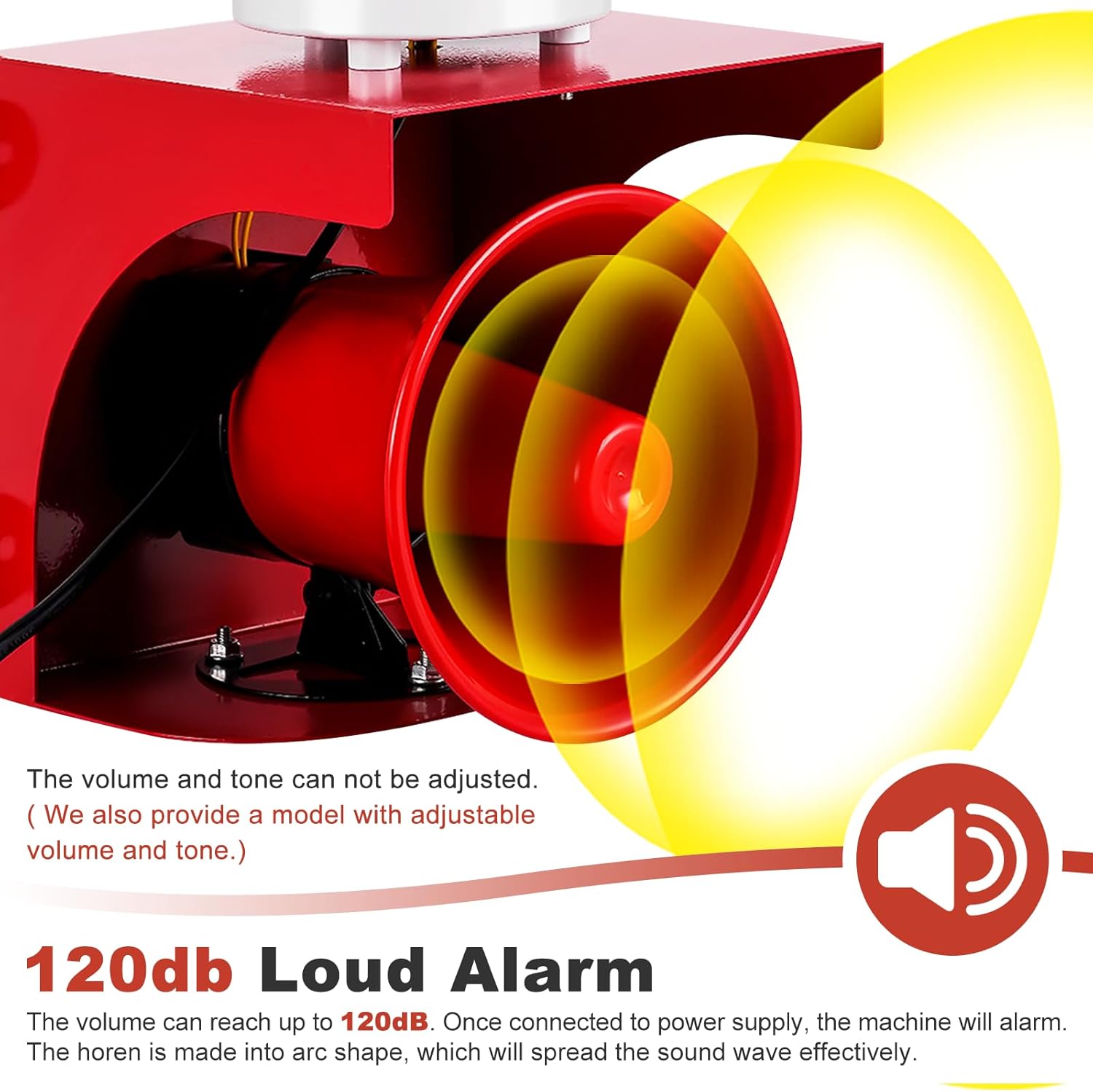 120dB Industrial Siren Alarm, IP55 Outdoor Sound and Light Alarm, Waterproof Siren with Light for Office, Home, Factory, Warehouse, Intruders, Emergency(110V)