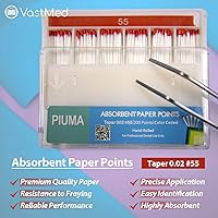 Vista 2 de 200 puntos de papel absorbente Piuma de grado dental #55 de VASTMED Tapper para endodoncia endodóntica dental estéril