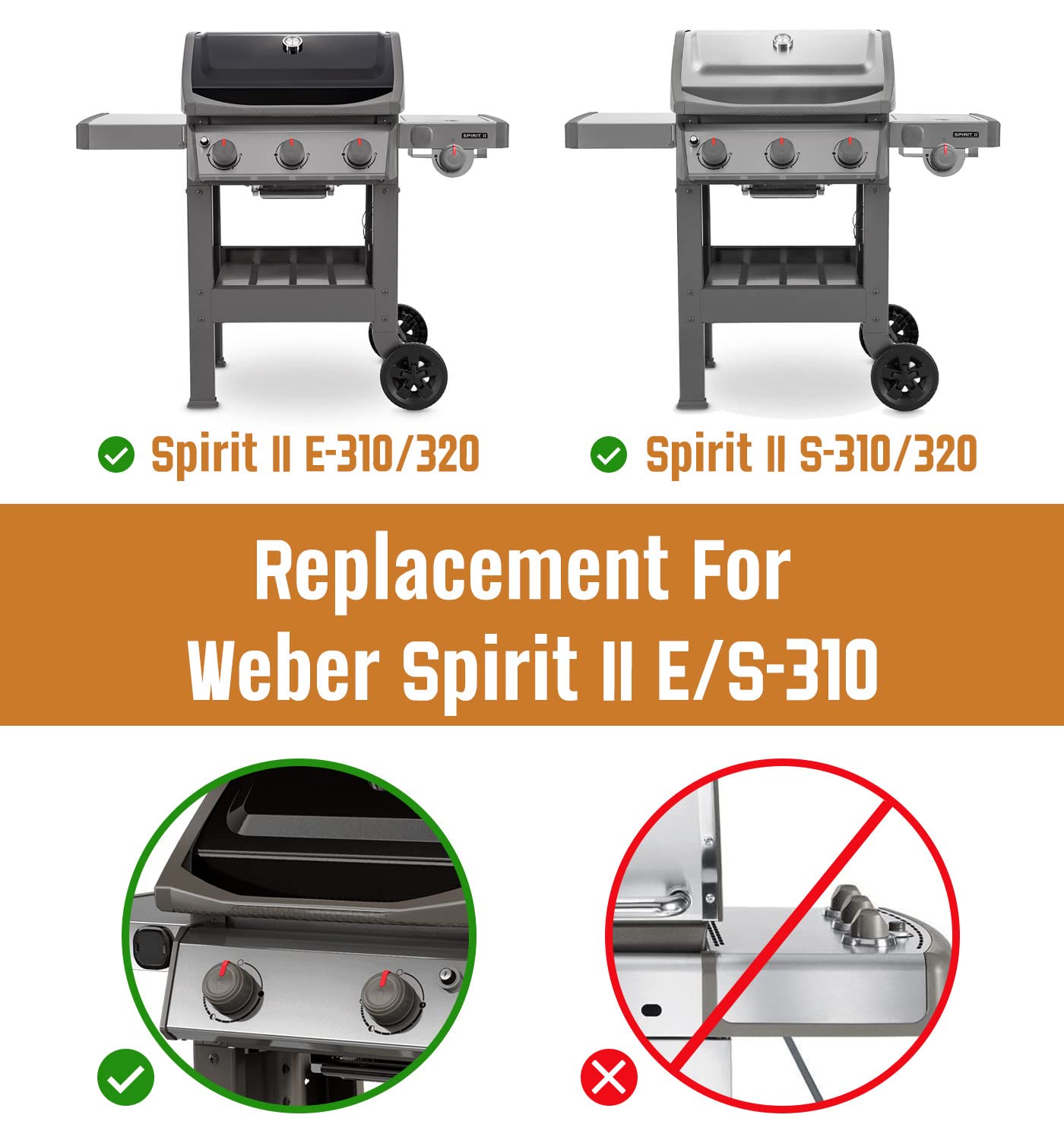 Spirit E-310 Grill Parts 69787 Burners & 7636 Flavorizer Bars