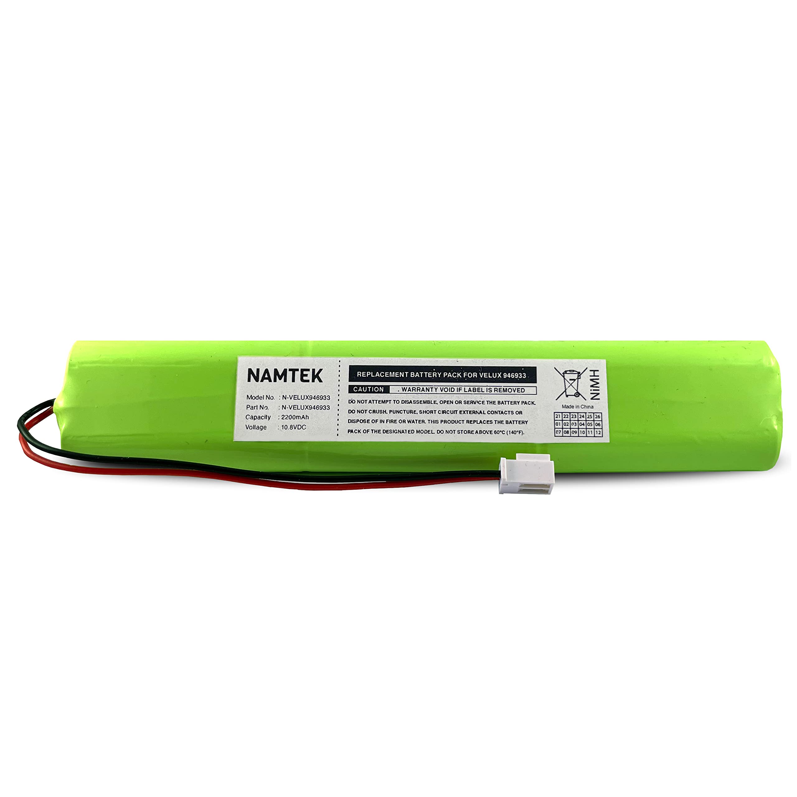 Ersatzakku für Velux Solarfenster & Dachfenster Rolladen - Akku Ersatz 10.8V, 2200 mAh, NiMH - mit Kabel und Stecker 946933, 946930, 946987, 846933