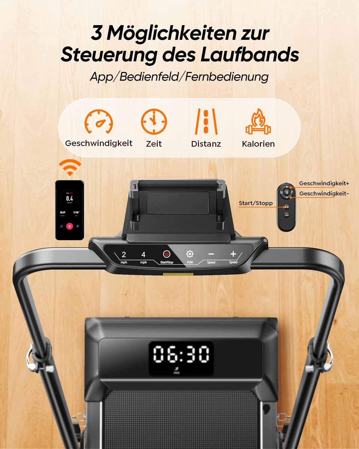 laufband für Zuhause mit Neigung, 6 IN 1 Walking Pad mit 0~15% Automatischer Steigung, 3.0HP Klappbar Laufband für Zuhause & Büro mit Lautsprecher,Bis 136kg Belastbar