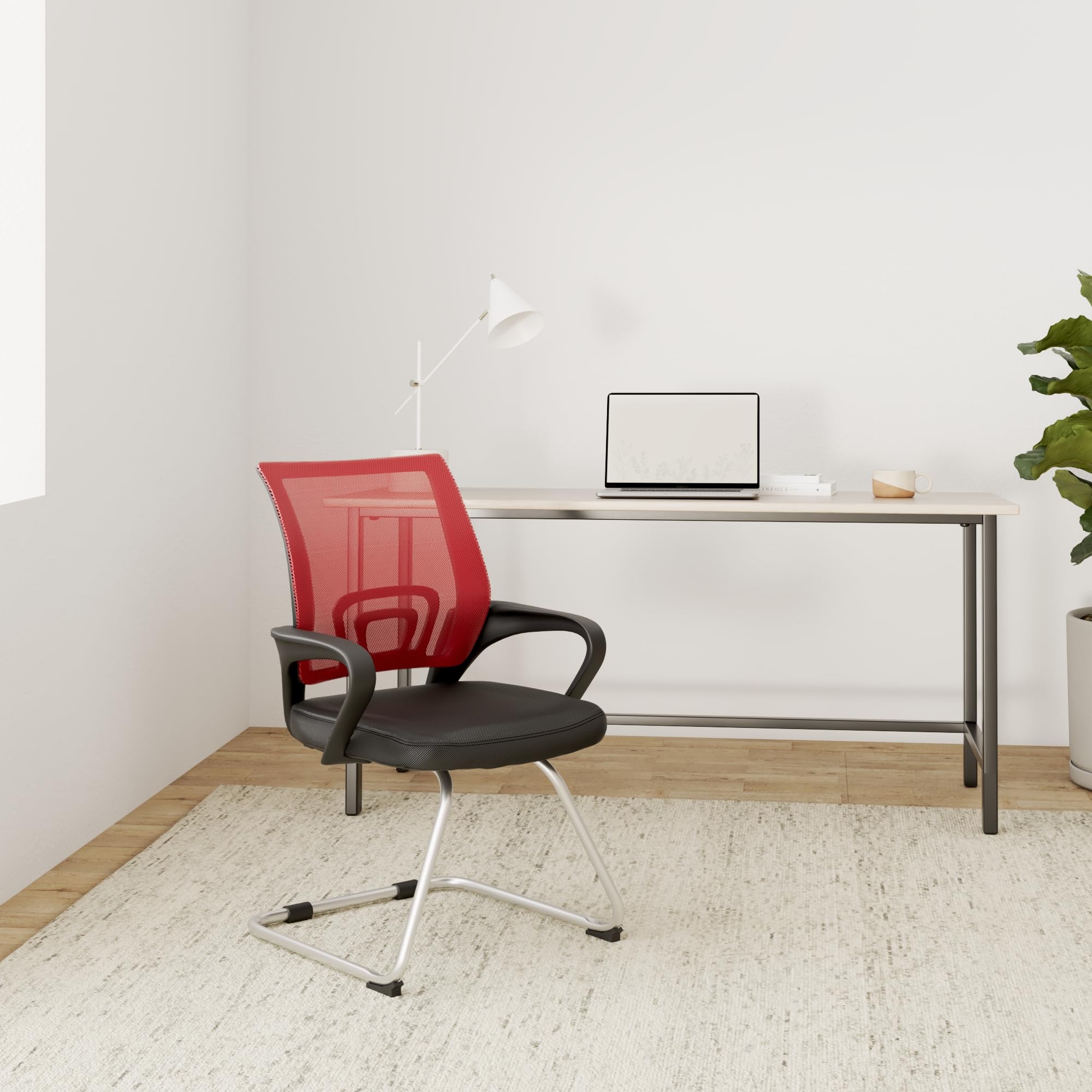 Chaise Visiteurs Eureka CLP – Maille Noire, Piètement Métal, Patins Antidérapants. Neuf.