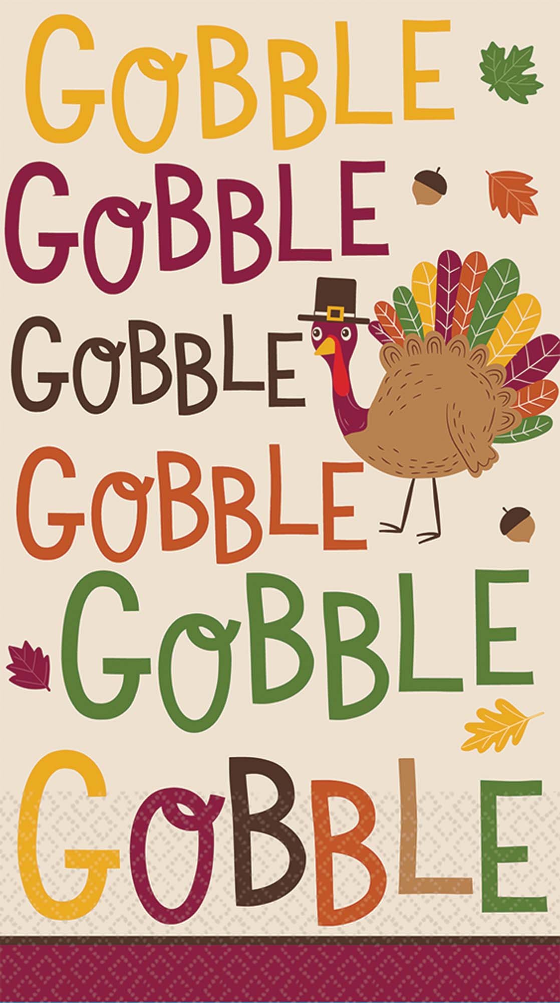 Gobble Gobble Thanksgiving Guest Paper Napkins - 8" x 4" | Multicolor | Pack of 16